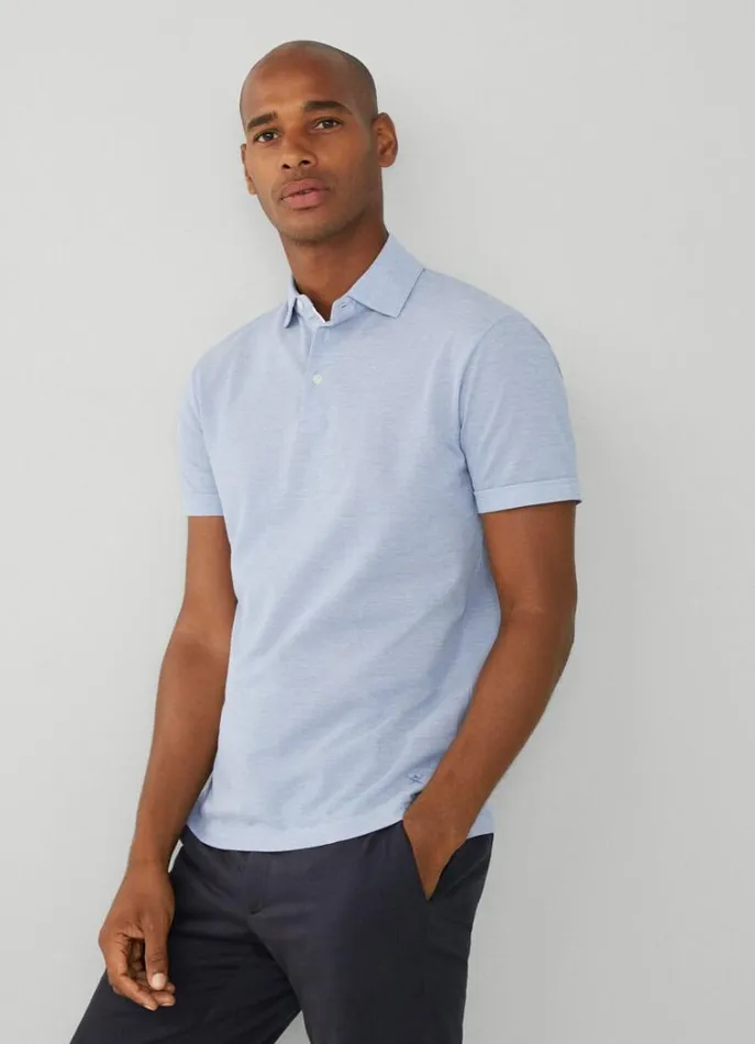 Men Polo Shirts Hackett London Classic Fit Polo Chambray Blue