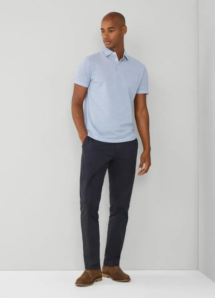 Men Polo Shirts Hackett London Classic Fit Polo Chambray Blue