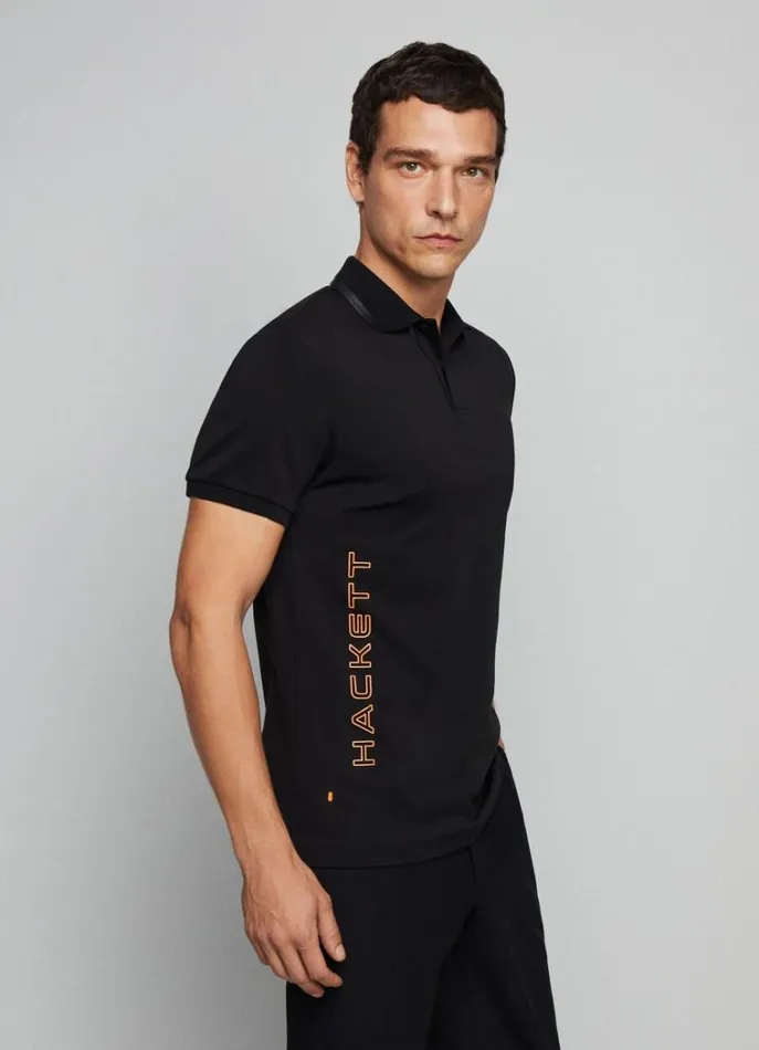 Men Polo Shirts Hackett London Hackett Sport Slim Fit Polo Black
