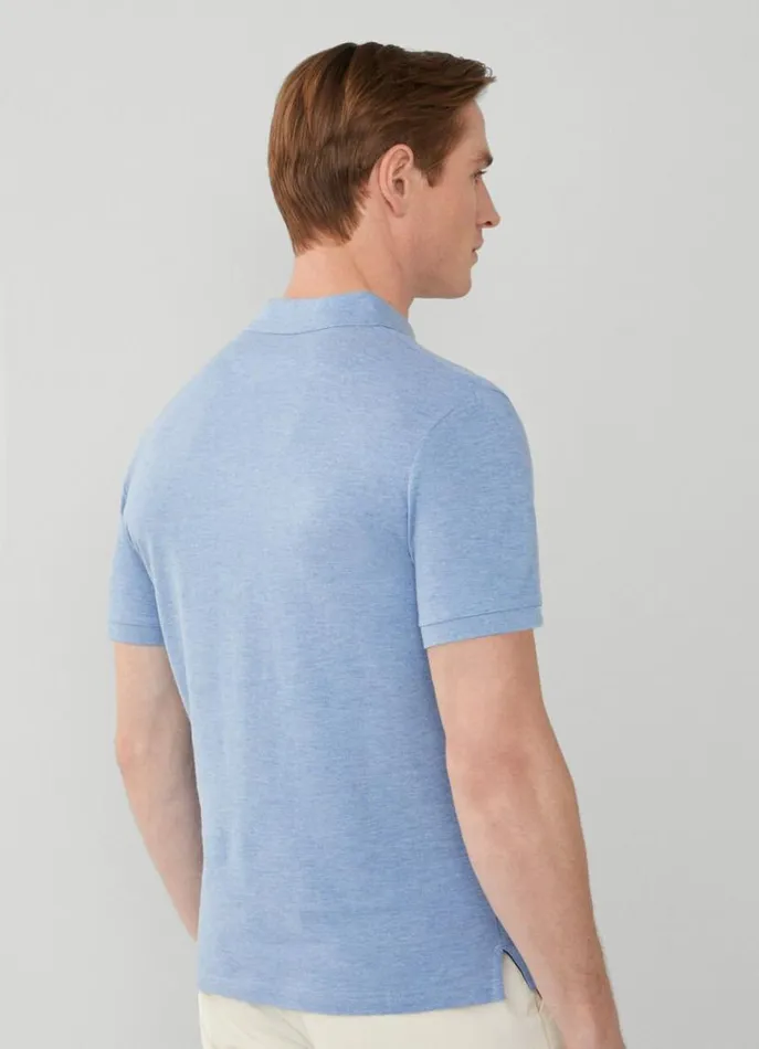 Men Polo Shirts Hackett London Slim Fit Pique Polo Shirt Chambray Blue