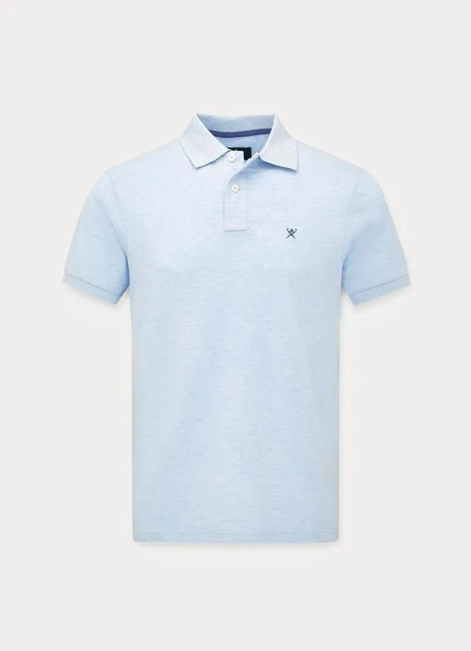 Men Polo Shirts Hackett London Slim Fit Pique Polo Shirt Chambray Blue