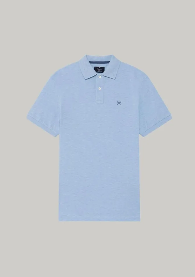 Men Polo Shirts Hackett London Slim Fit Pique Polo Shirt Chambray Blue