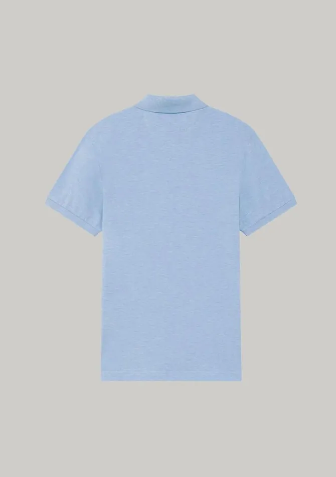 Men Polo Shirts Hackett London Slim Fit Pique Polo Shirt Chambray Blue