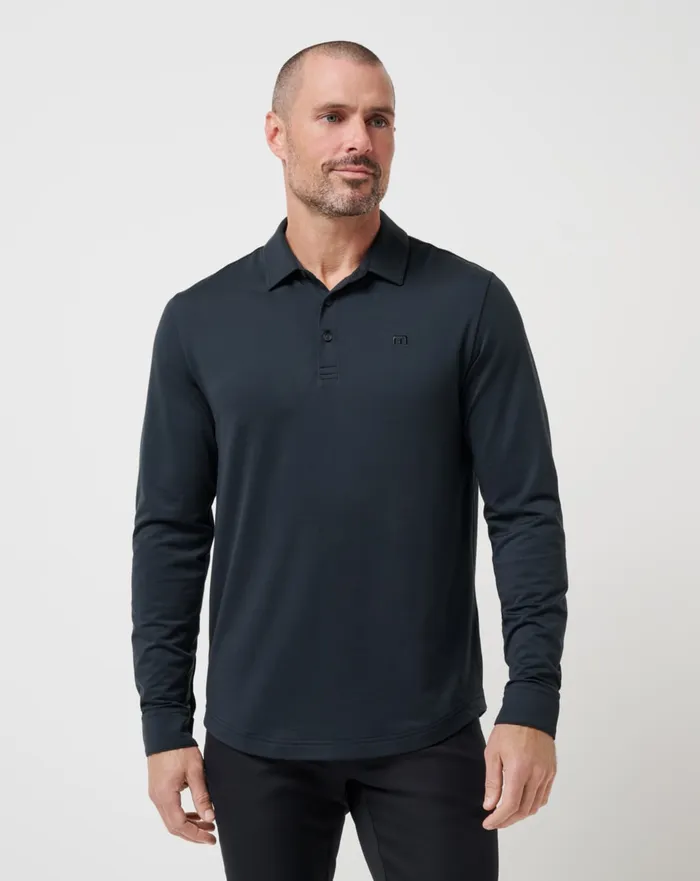 Men Polos TravisMathew FEATHERWEIGHT LONG SLEEVE POLO Black