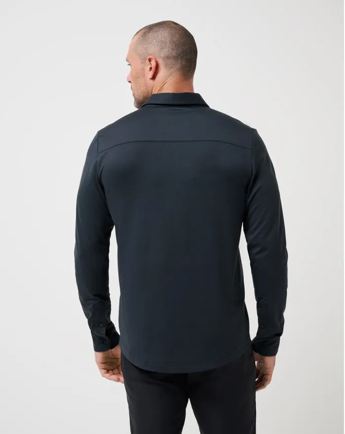 Men Polos TravisMathew FEATHERWEIGHT LONG SLEEVE POLO Black