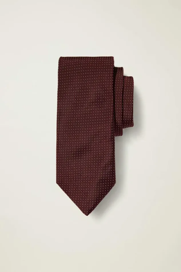Men Premium Necktie Burgundy White Dot Bonobos Ties and Pocket Squares