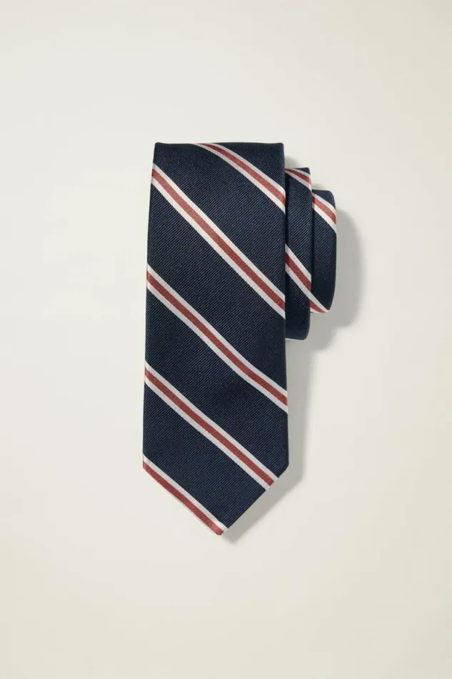 Men Premium Necktie Navy Pink White Stripe Bonobos Ties and Pocket Squares