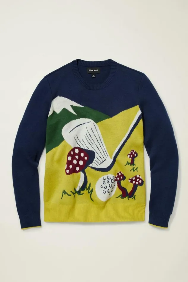Men Putting Scenic Crew Neck Golf Forest Bonobos Crew and VNeck Sweaters