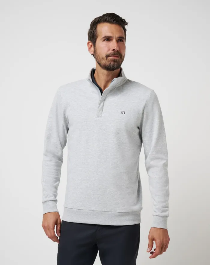 Men Quarter Zips TravisMathew CLOUD QUARTER ZIP 20 Heather Light Grey