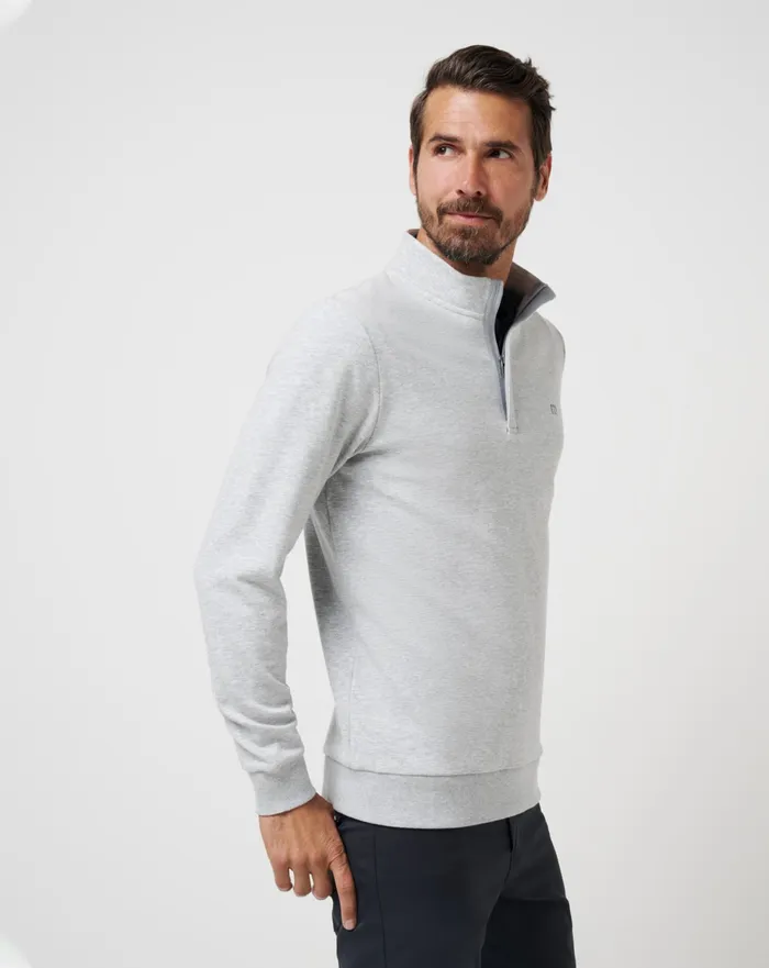 Men Quarter Zips TravisMathew CLOUD QUARTER ZIP 20 Heather Light Grey