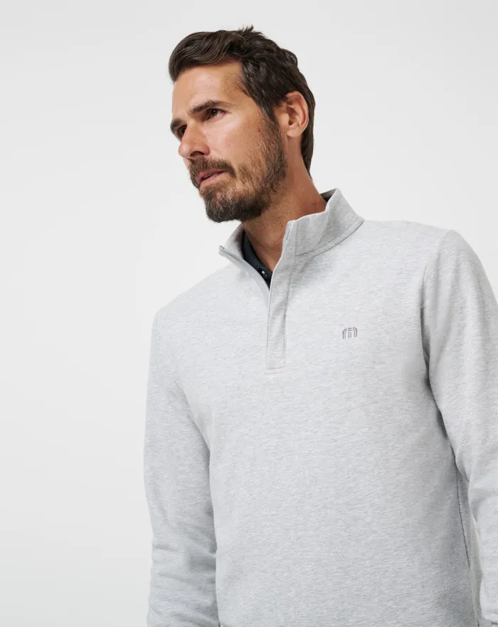Men Quarter Zips TravisMathew CLOUD QUARTER ZIP 20 Heather Light Grey