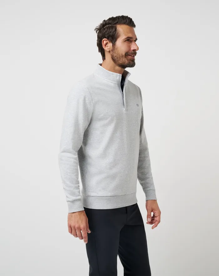 Men Quarter Zips TravisMathew CLOUD QUARTER ZIP 20 Heather Light Grey