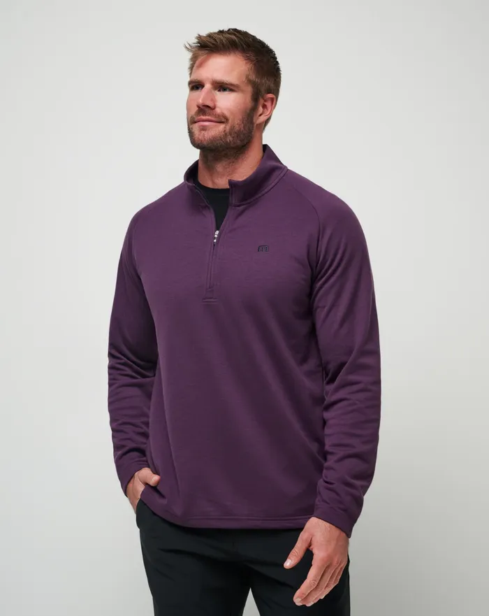 Men Quarter Zips TravisMathew UPGRADED QUARTER ZIP Plum