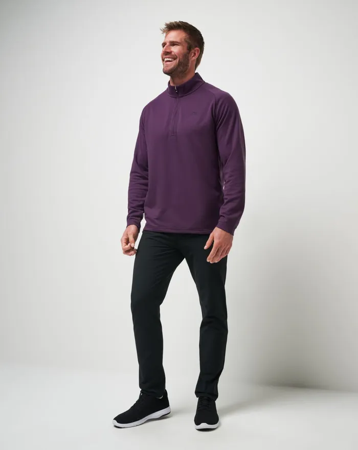 Men Quarter Zips TravisMathew UPGRADED QUARTER ZIP Plum