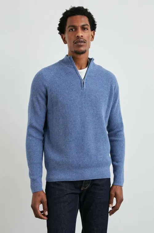 Men Rails Sweaters Stark Quarter Zip Cerulean Melange