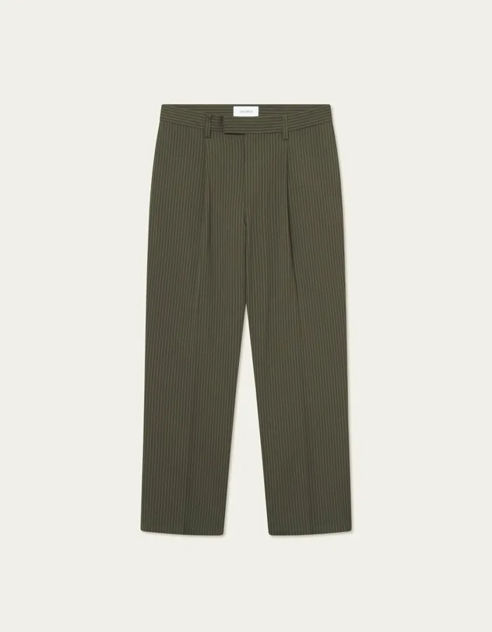 Men Reece Pleated Pinstripe Suit Pants 8211 Forest GreenLight Grey Les Deux Pants Men Reece Pleated Pinstripe Suit Pants 8211 Forest GreenLight Grey Les Deux Pants