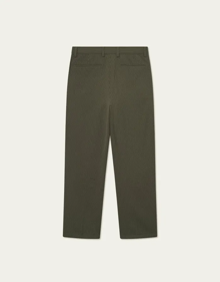 Men Reece Pleated Pinstripe Suit Pants 8211 Forest GreenLight Grey Les Deux Pants