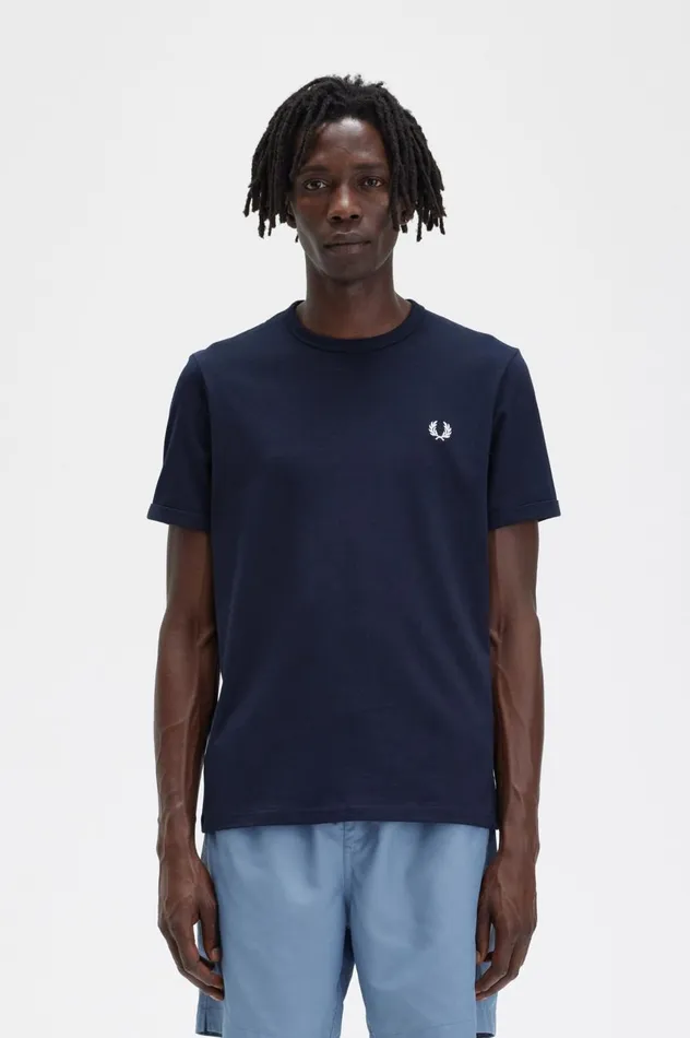 Men Ringer TShirt Navy Fred Perry TShirts