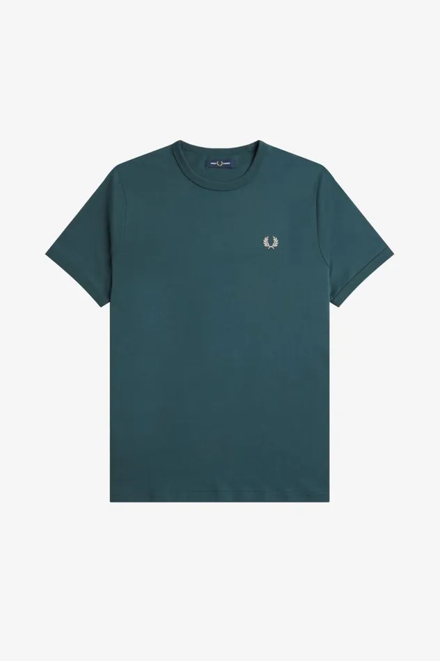 Men Ringer TShirt Petrol Blue Fred Perry TShirts