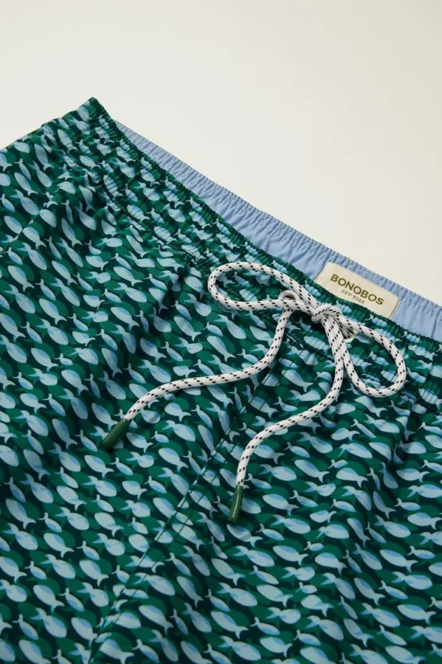 Men Riviera Recycled Swim Trunks Blue Fishing School Bonobos Swim Trunks