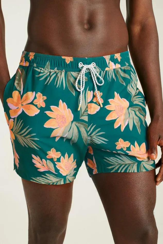 Men Riviera Recycled Swim Trunks Teal Sunset Floral Bonobos Swim Trunks