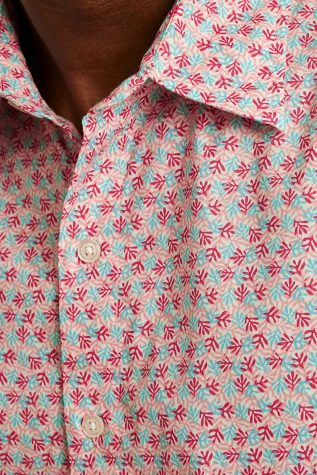 Men Riviera Short Sleeve Shirt Berry Coral Fields Bonobos Short Sleeve Shirts