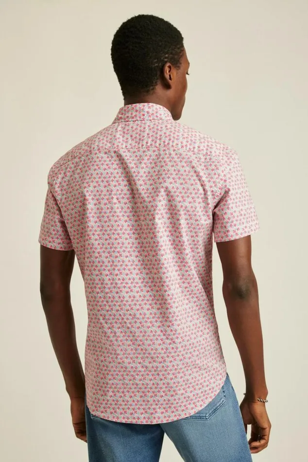 Men Riviera Short Sleeve Shirt Berry Coral Fields Bonobos Short Sleeve Shirts