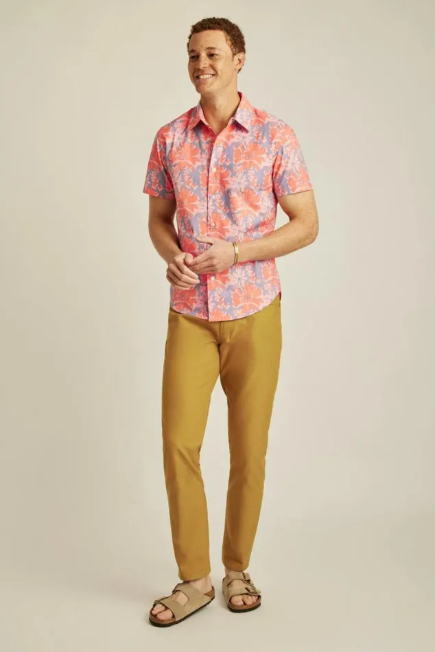 Men Riviera Short Sleeve Shirt Coral Vacation Floral Bonobos Short Sleeve Shirts Men Riviera Short Sleeve Shirt Coral Vacation Floral Bonobos Short Sleeve Shirts