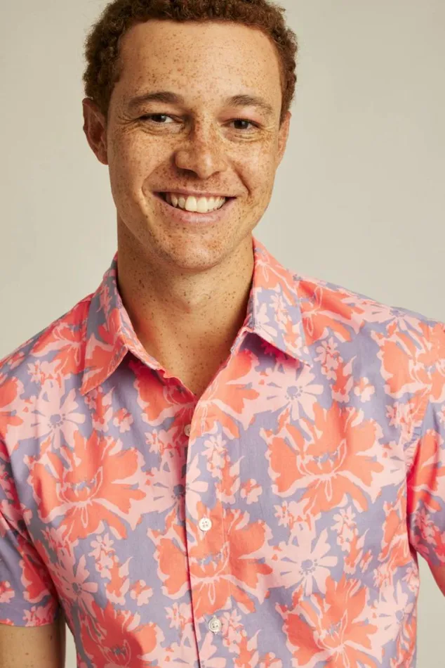 Men Riviera Short Sleeve Shirt Coral Vacation Floral Bonobos Short Sleeve Shirts