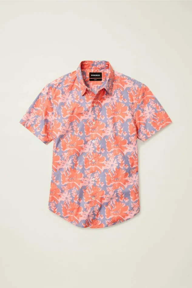 Men Riviera Short Sleeve Shirt Coral Vacation Floral Bonobos Short Sleeve Shirts