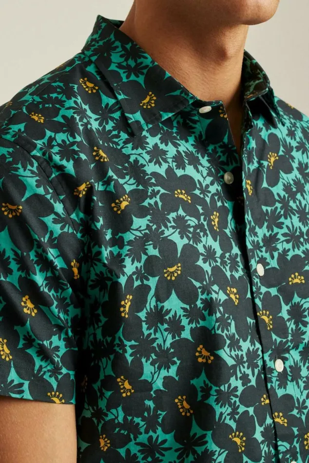 Men Riviera Short Sleeve Shirt Navy Shadow Floral Bonobos Short Sleeve Shirts