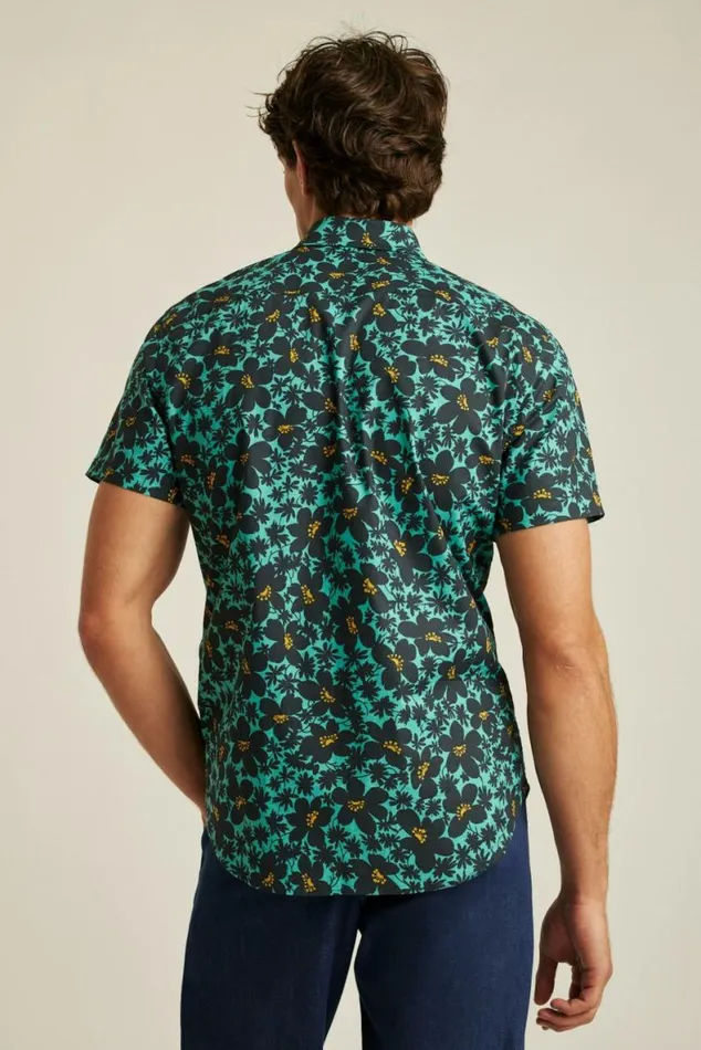 Men Riviera Short Sleeve Shirt Navy Shadow Floral Bonobos Short Sleeve Shirts