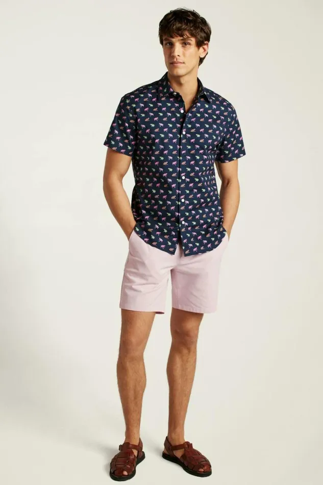 Men Riviera Short Sleeve Shirt Navy Techno Frogs Bonobos Short Sleeve Shirts
