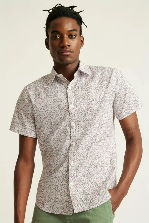 Men Riviera Short Sleeve Shirt Red Floral Scatter Bonobos Short Sleeve Shirts