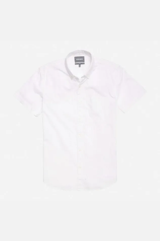 Men Riviera Short Sleeve Shirt Solid White Bonobos Short Sleeve Shirts
