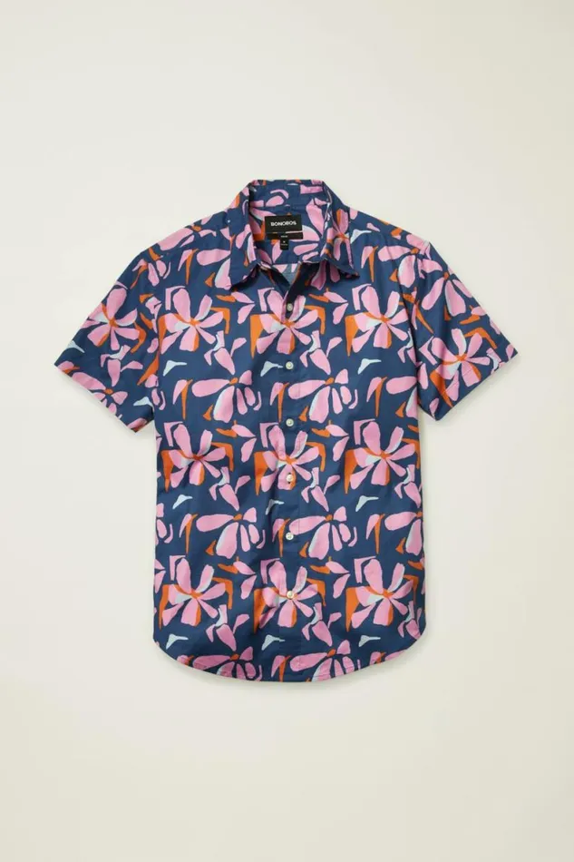 Men Riviera Short Sleeve Shirt Spring Twilight Hibiscus Bonobos Short Sleeve Shirts