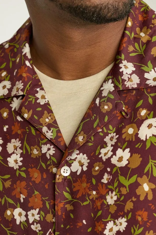 Men Riviera Silk Blend Cabana Shirt Regal Floral Bonobos Short Sleeve Shirts