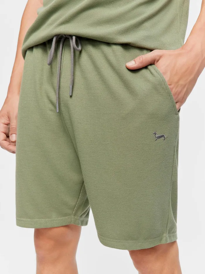 Men Sage Waffle Mid Short Sage Peter Alexander Shorts