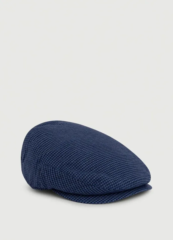 Men Scarves and Caps Hackett London English Puppytooth Beret Blue