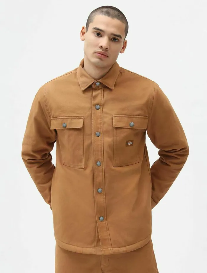 Men Shirts Dickies Duck Canvas Shacket Brown Duck