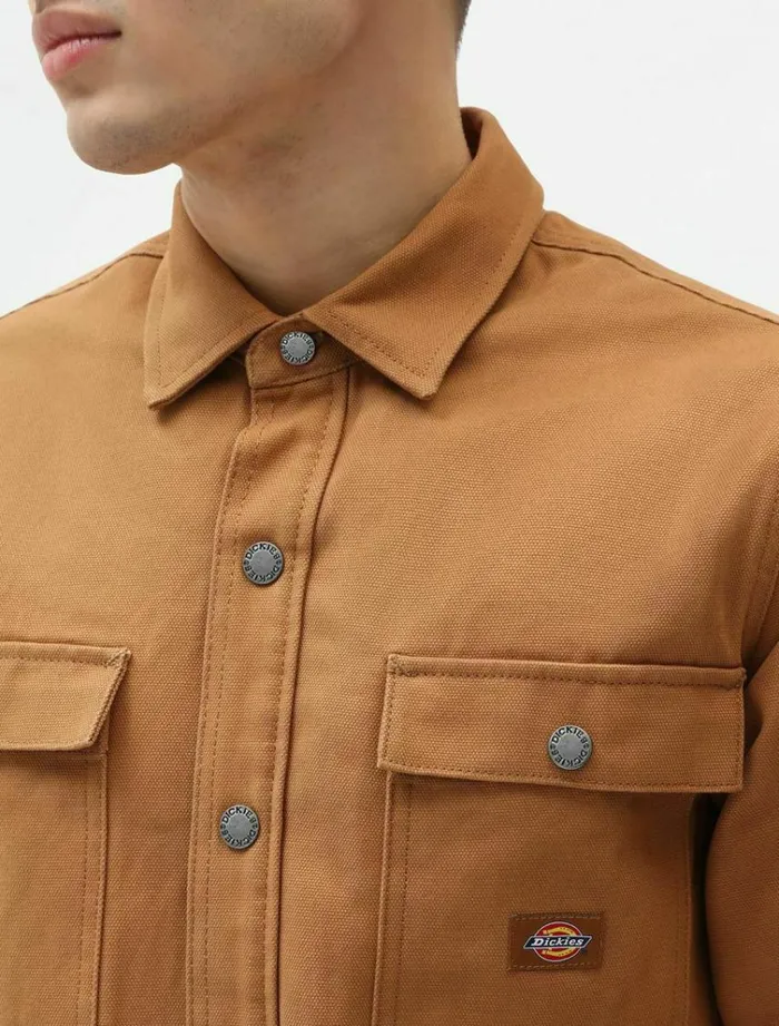 Men Shirts Dickies Duck Canvas Shacket Brown Duck
