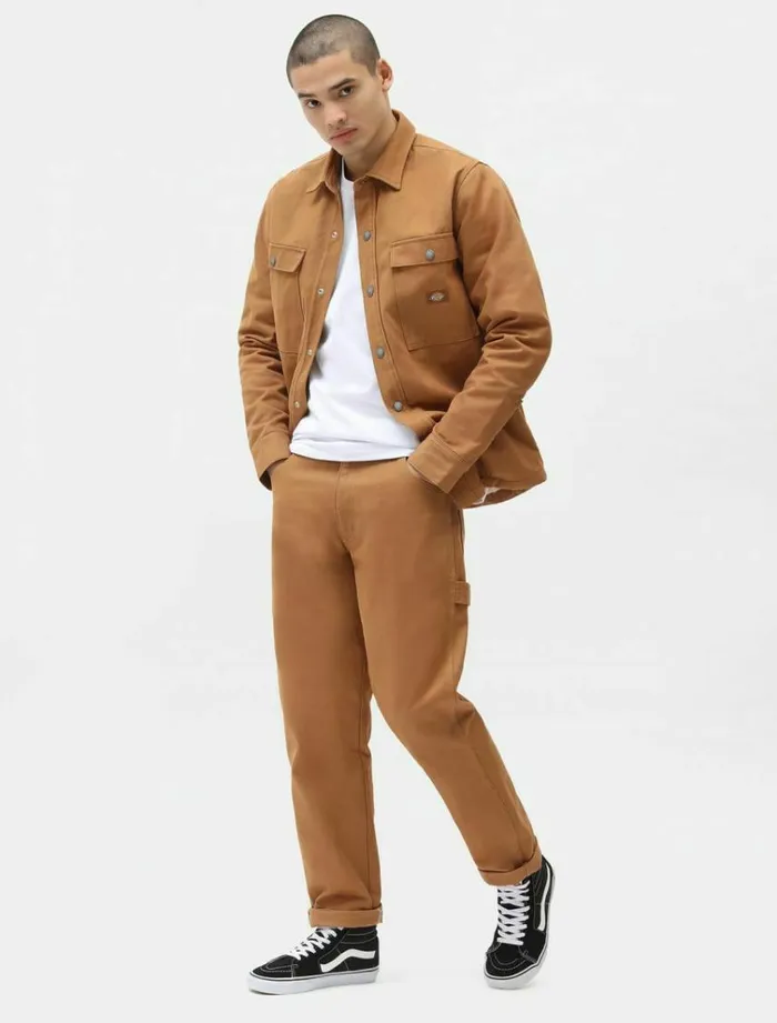 Men Shirts Dickies Duck Canvas Shacket Brown Duck