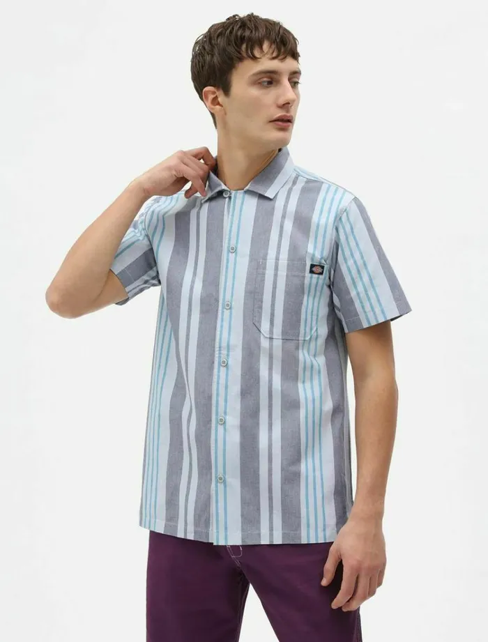 Men Shirts Dickies Grove City Shirt Fog Blue