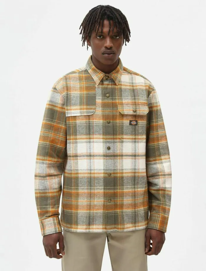 Men Shirts Dickies Nimmons Long Sleeve Shirt Military Green