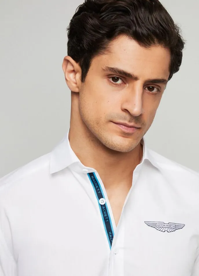 Men Shirts Hackett London Aston Martin Poplin Shirt White