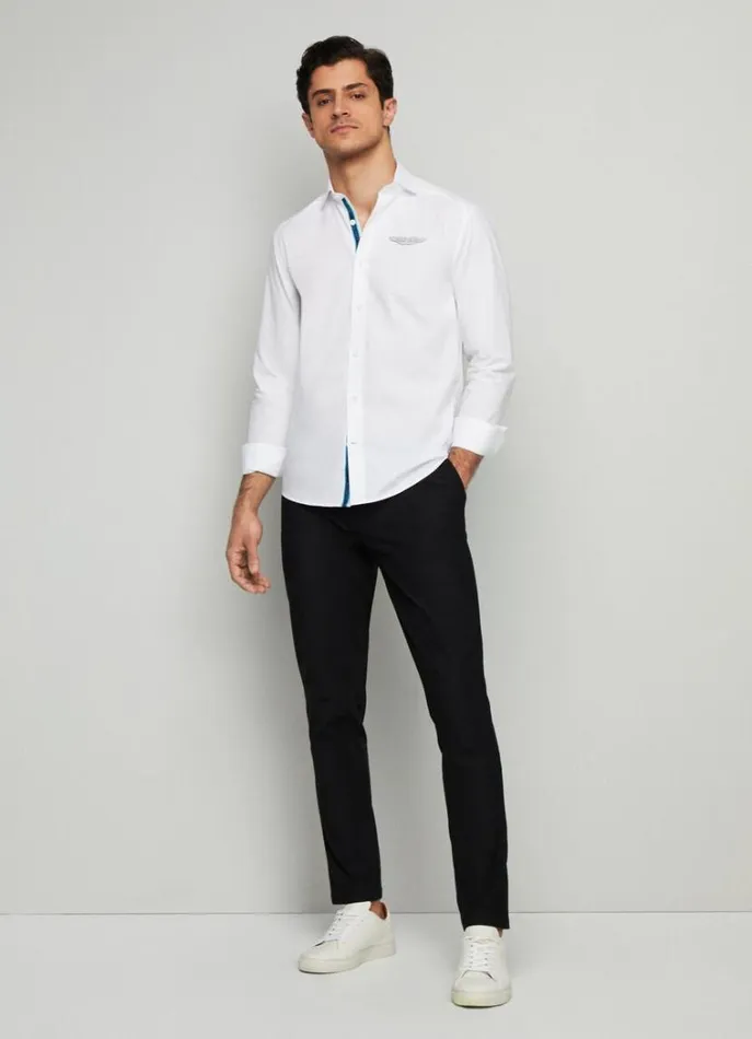 Men Shirts Hackett London Aston Martin Poplin Shirt White