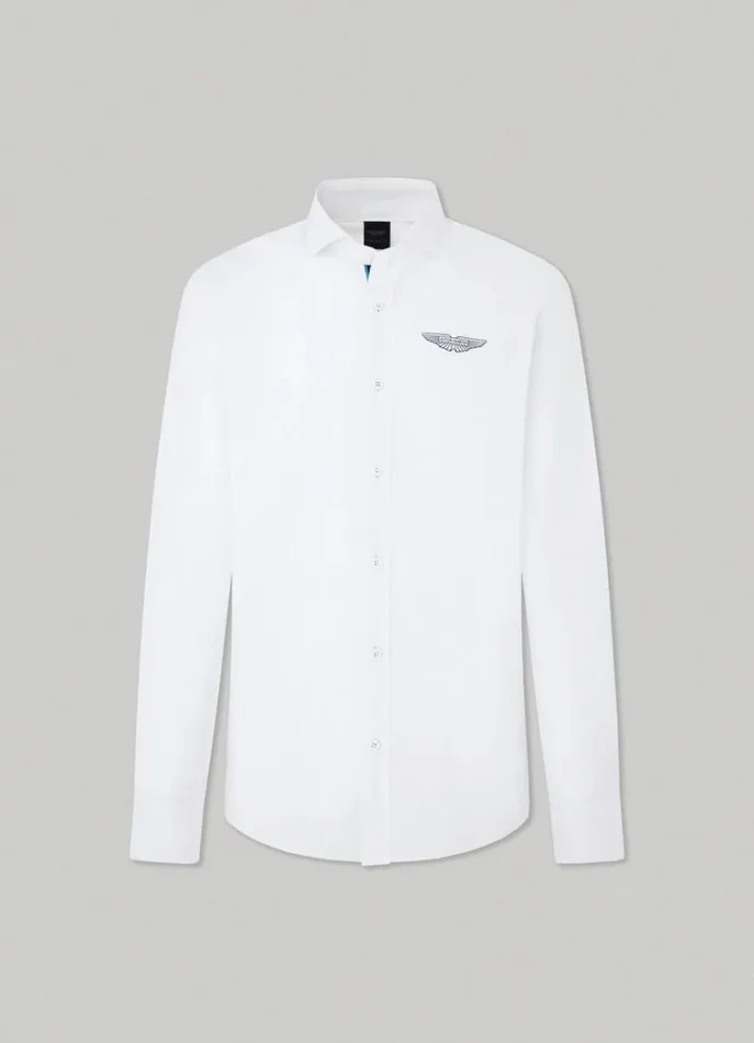 Men Shirts Hackett London Aston Martin Poplin Shirt White
