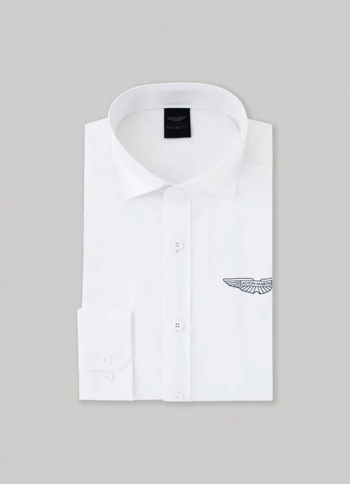 Men Shirts Hackett London Aston Martin Poplin Shirt White