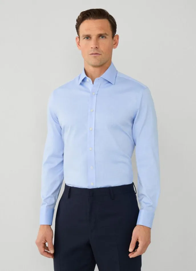 Men Shirts Hackett London Classic Fit DoubleCuff Shirt Sky Blue