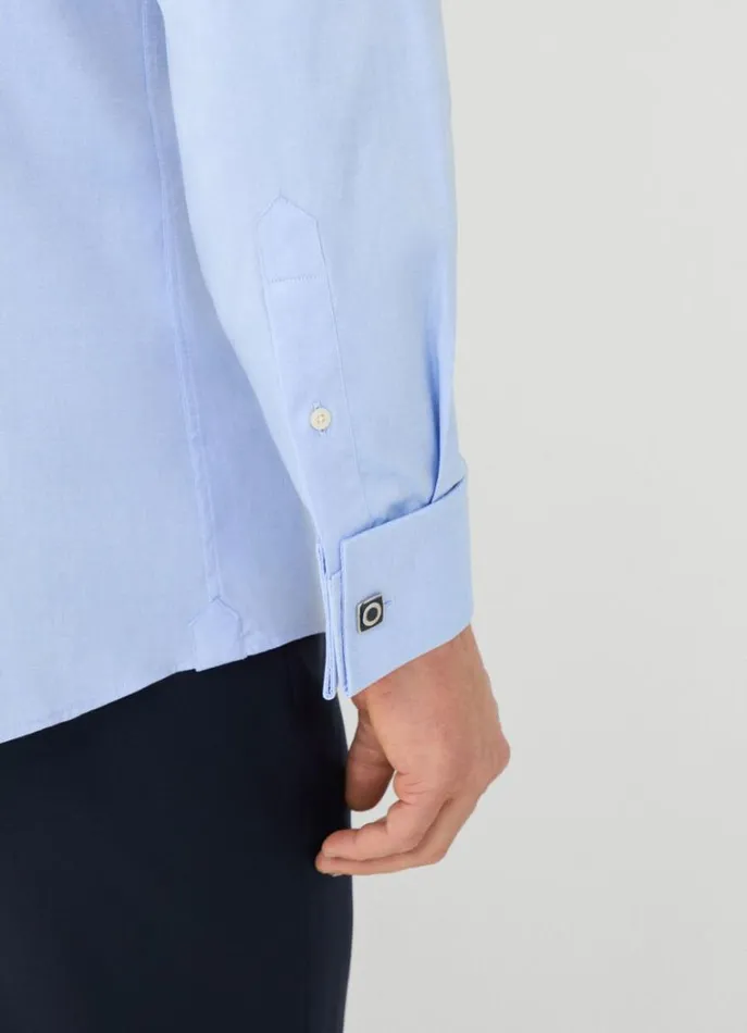 Men Shirts Hackett London Classic Fit DoubleCuff Shirt Sky Blue